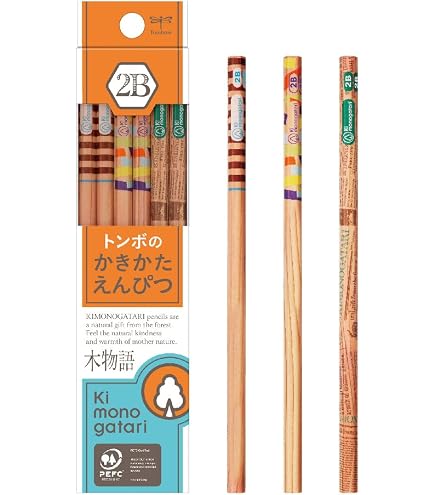 Amazon | トンボ鉛筆 かきかた鉛筆 B (3種のデザイン) 木物語 水色柄 1